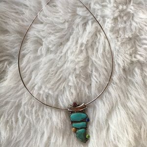 Sterling Silver Necklace w/ Turquoise Pendant